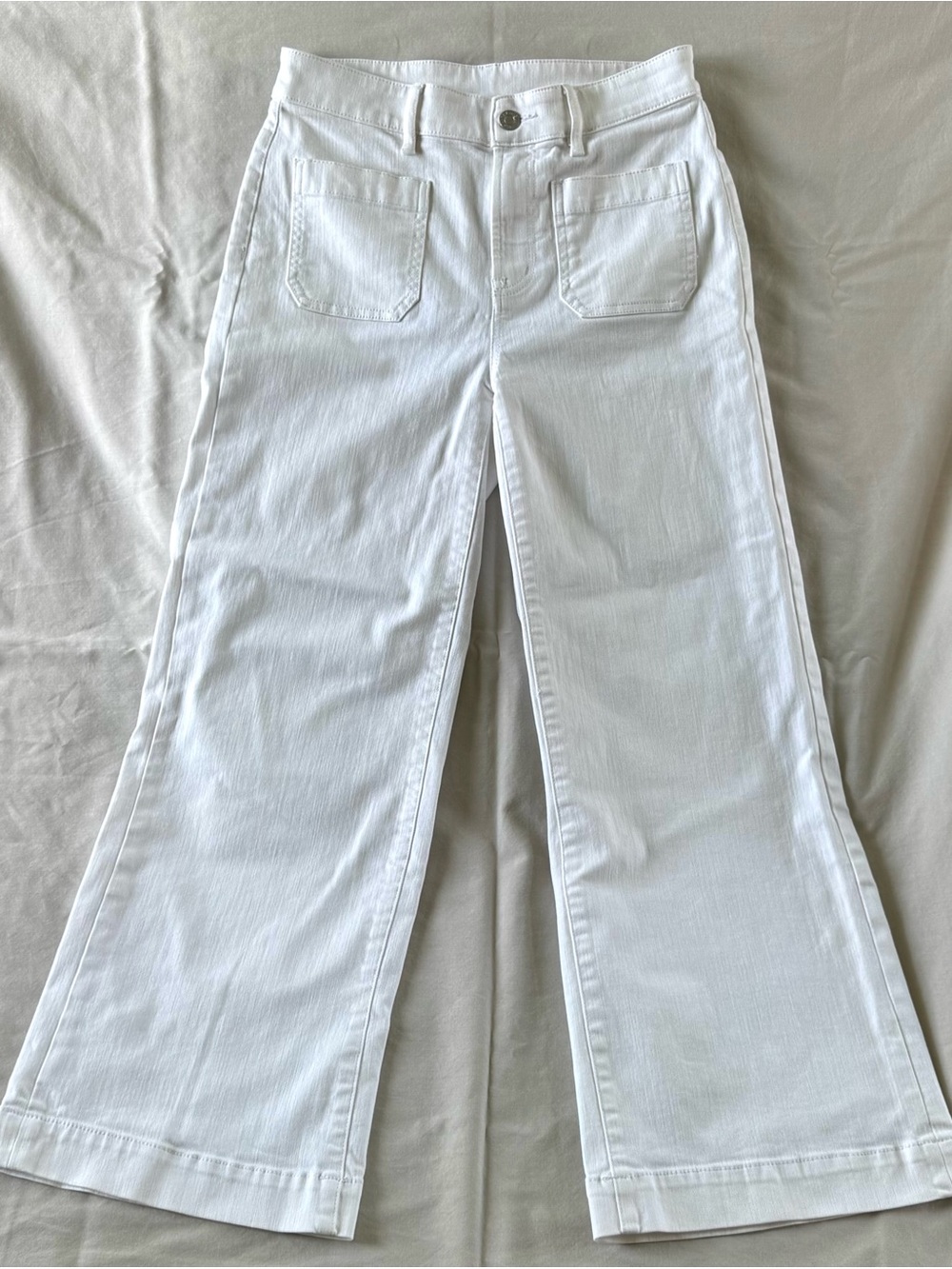 Cremieux Wide-Leg high rise cropped Women’s Jeans white size 4 patch pockets